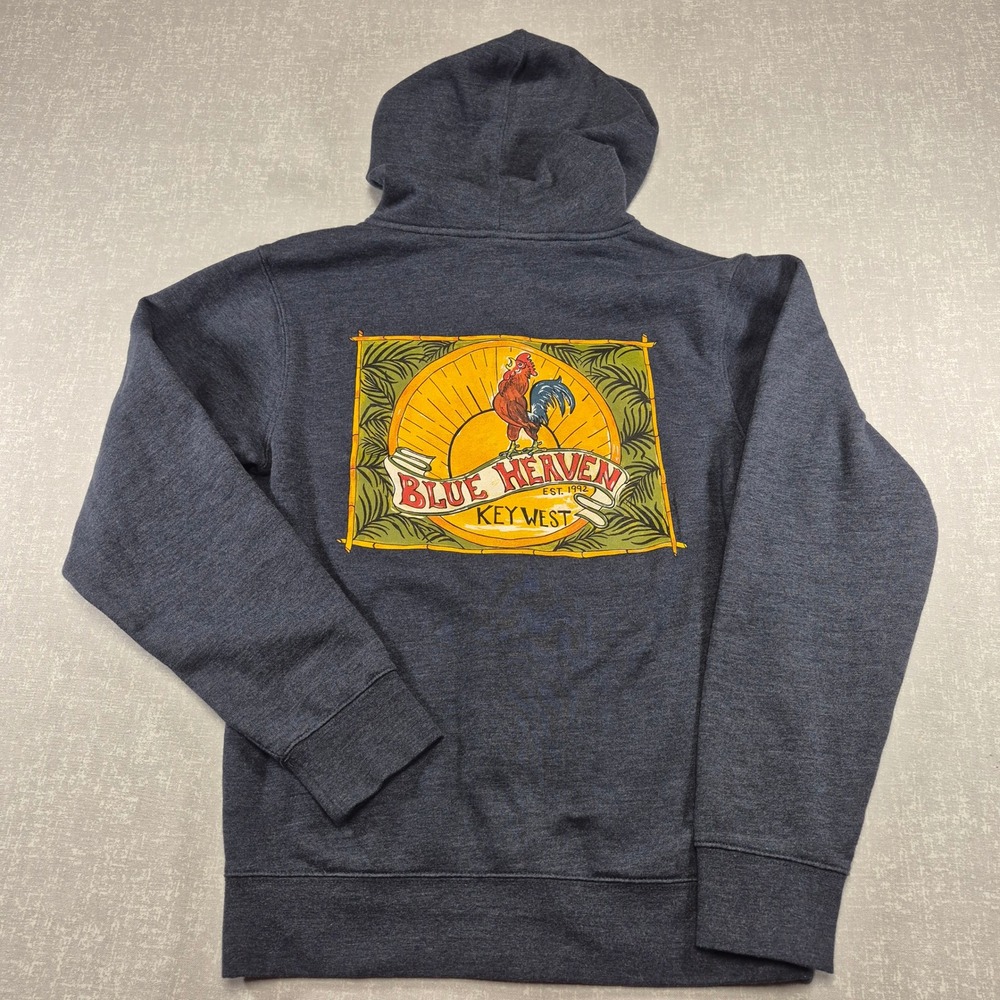 Blue Heaven Key West Rooster Zip Up Hoodie Navy Blue Heather XS Independent